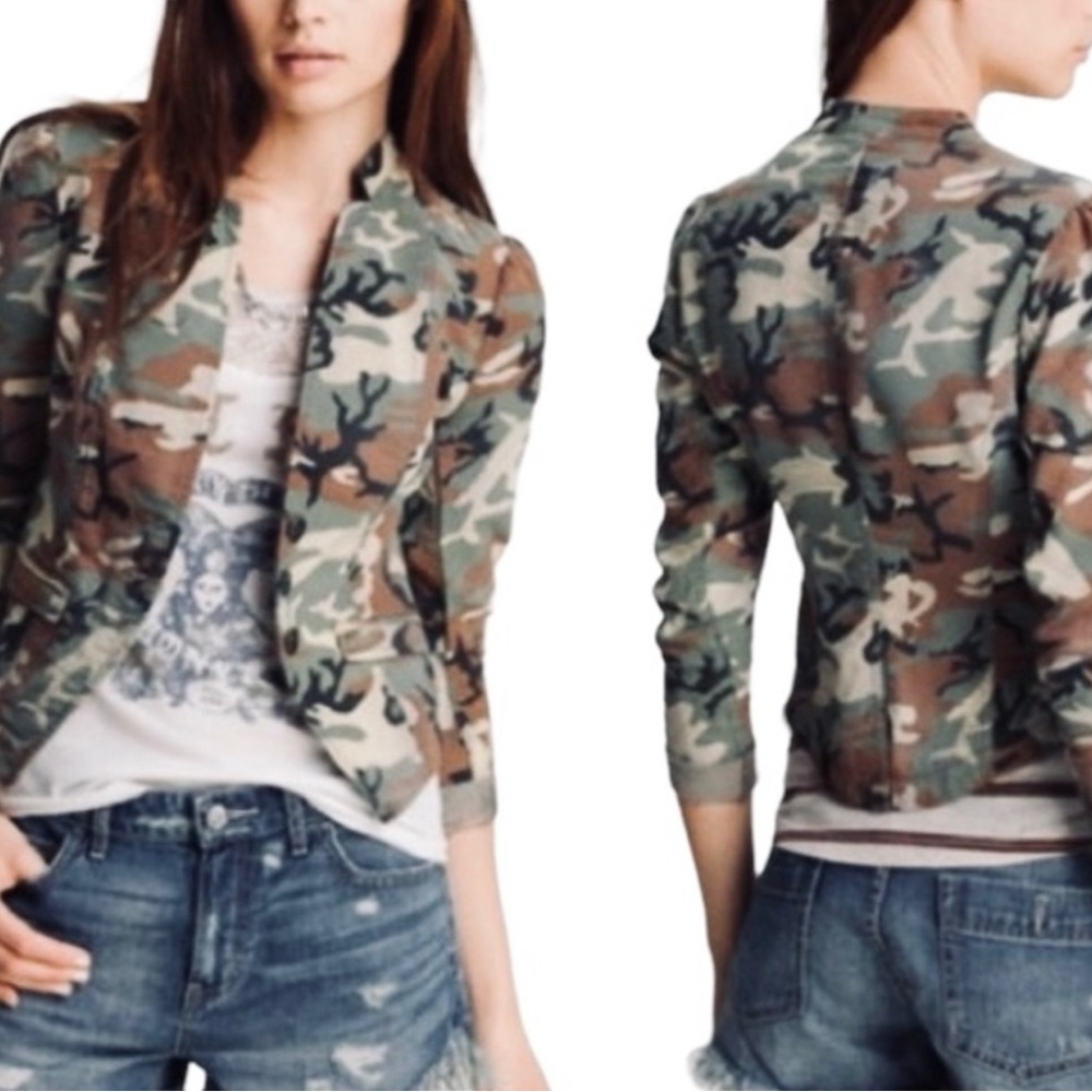 Free People Collab Urban Outfitters Camouflage Blazer Size 0